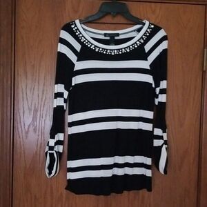 INC black and white striped tee